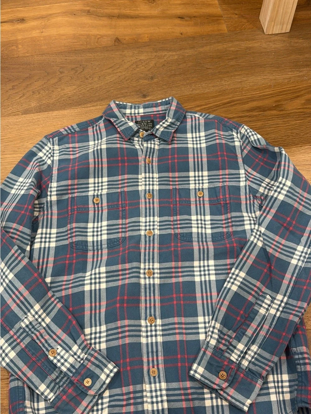 J. Crew Navy, White & Red Plaid Button-Down Shirt